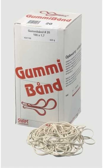 Valiklis Gislaved Elastinės juostos, 100 x 1,7 mm, baltos, pakuotė 500g