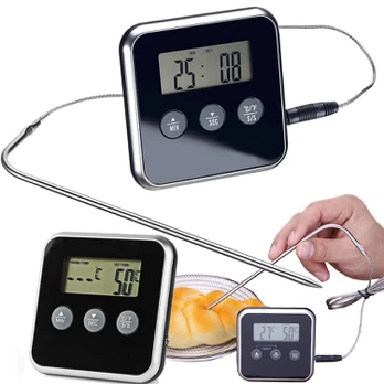 Verk Group Digital thermometer with thermo probe for roasting meat smokehouse timer lcd alarm
