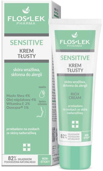 Floslek Sensitive riebus kremas jautriai odai 50ml