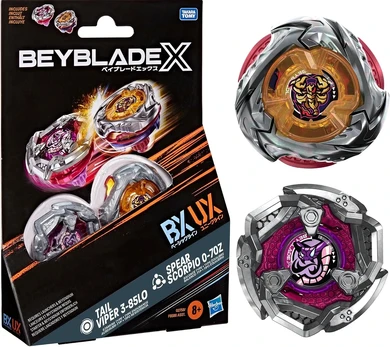 Hasbro Beyblade X | Spear Scorpio 0-70Z UX & Tail Viper 3-85LO BX Dual Pack Set