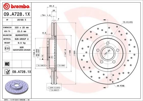 Stabdžių diskas BREMBO 09.A728.1X