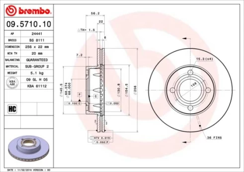 Stabdžių diskas BREMBO 09.5710.10