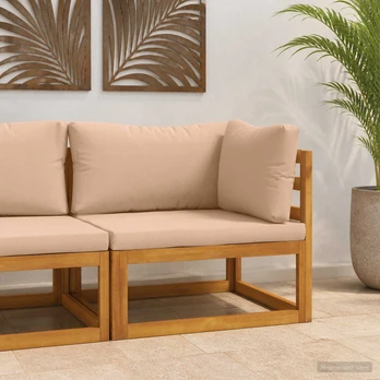 Kampinė sofa su pagalvėlėmis Natūrali