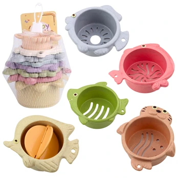 Lean Toys Spalvingas 2in1 bokštas iš puodelių