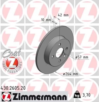 Stabdžių diskas ZIMMERMANN 430.2605.20