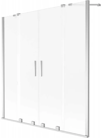 Vonios sienelė Mexen Velar Duo, 160 x 150 cm, Chrome/matinis stiklas