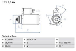 BOSCH 0 986 022 820 Starteris