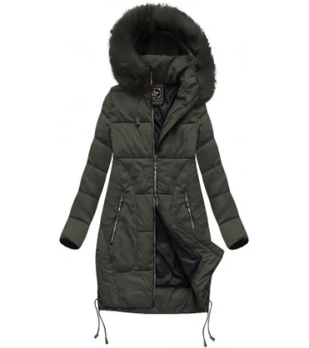 QUILTED HOODED JACKET KHAKI (7690) striukė