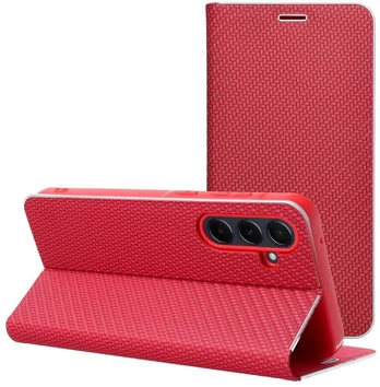 LUNA Book Carbon dėklas SAMSUNG A41 raudonas