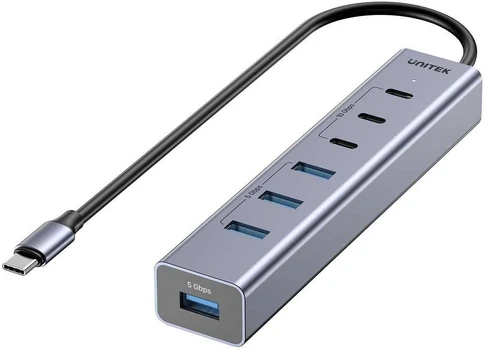 Unitek USB-C 3x USB-C 10Gbps | 4x USB-A 5 Gbps | maitinimo šaltinis