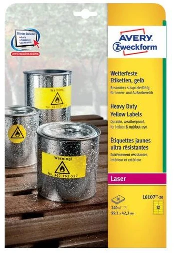 Avery Zweckform Heavy Duty 99,1 x 42,3 mm geltona