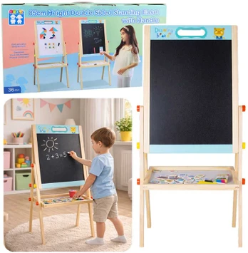 Lean Toys Dvipusė medinė lenta mėlyna