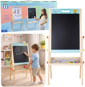Lean Toys Dvipusė medinė lenta mėlyna kaina