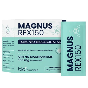 Magnio bisglicinatas MAGNUS REX 150 2,65 g, 28 pak. (Dabar 3 už 2 kainą!)