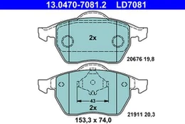 ATE 13.0470-7081.2 Brake pad set