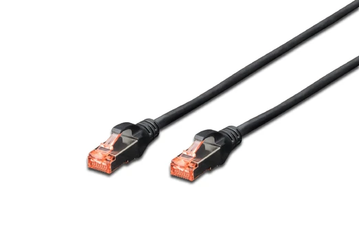 DIGITUS Patchkabel Cat6 S/FTP 2xRJ45 0.5m schw Hebelschutz Polybeutel