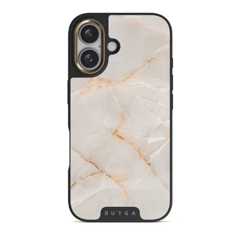 Vanilla Sand - Marble iPhone 16 Plus Case, Elite Dark (MagSafe) / Gold