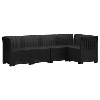 5-vietė sodo sofa Rataninio išvaizdos PP Antracito