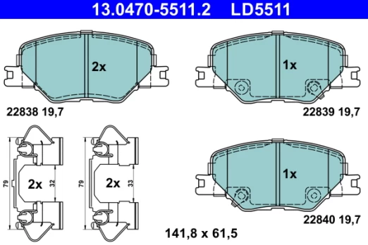 ATE 13.0470-5511.2 Brake pad set