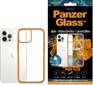 Dėklas PANZERGLASS CLEAR CASE IPHONE 12 PRO MAX ANTIBAKTERIALAS Oranžinis