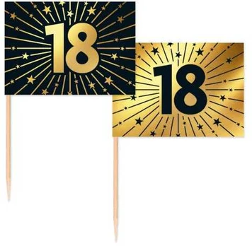 Globos Europe Bv Guld og sort kageflag 18, 50 stk