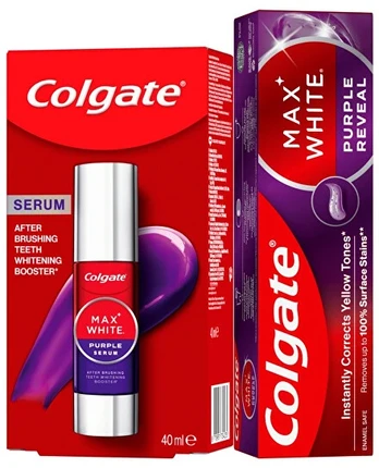 Colgate Max Baltas Violetinė Teeth Whitening Kit