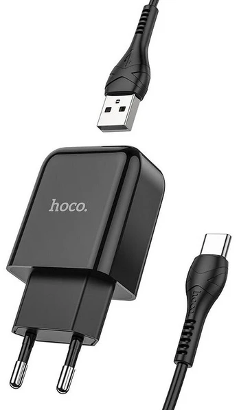Telefono įkroviklis Hoco N2 USB + USB-C cable, USB, juoda, 10 W