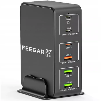 Greitai įkraunantis Feegar Tower PRO 140W, USB-C x6, QC 3.0