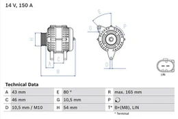 BOSCH 0 986 081 400 Kintamosios srovės generatorius