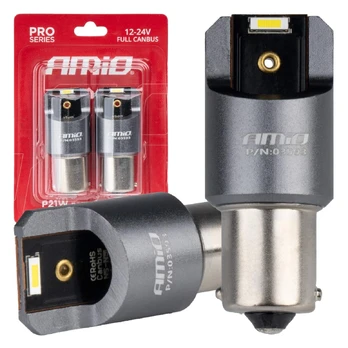 Żarówki led full canbus pro ba15s p21w 2x1860smd balta 12v 24v amio-03593