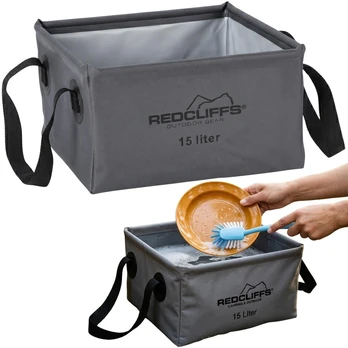 Sulankstomas kelioninis dubenėlis, kvadratinis vandens indas, 15 l, pilkas, „Redcliffs“