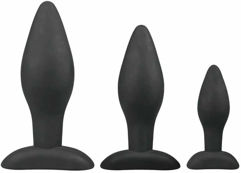 EasyToys Silicone Anal Training Plug Set Juodas - 3 Sizes, Flexible Design