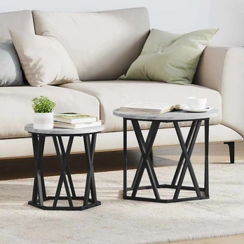 Šoninis stalas 2 pcs Pilkas Sonoma