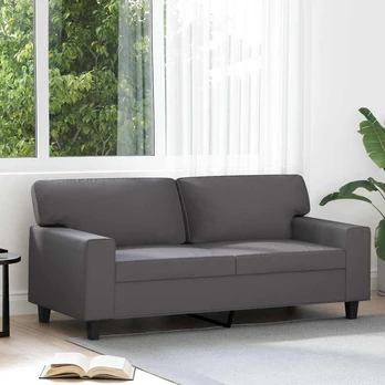Dvivietė sofa, pilkos spalvos, 140cm, dirbtinė oda