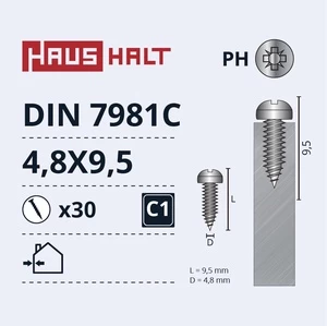 Savisriegis Haushalt DIN7981C, 4.8 mm x 9.5 mm, 30 vnt.