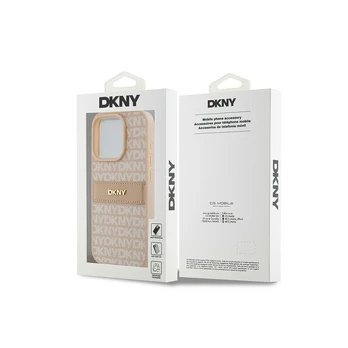 Dėklas DKNY PU Leather Repeat Pattern Tonal Stripe Case for iPhone 15 Pro Rožinė