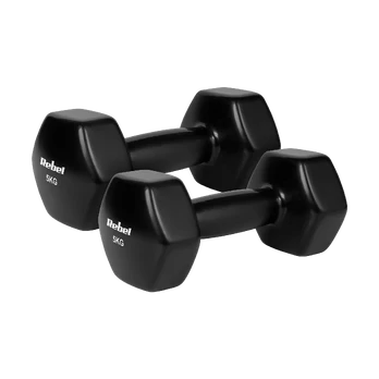 Hantelki żeliwne winylowe HEX 2x5kg, REBEL ACTIVE