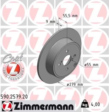 Stabdžių diskas ZIMMERMANN 590.2579.20