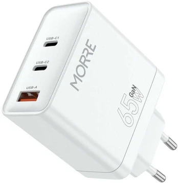 Tiross MORRE Įkroviklis USB/USB-C 65W BALTA