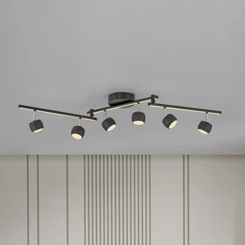 JUST LIGHT. LED lubų šviestuvas Jarik, 6 lempų, juodas, 3000 K