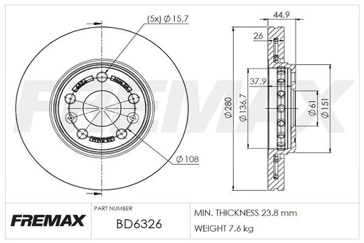 Stabdžių diskas FREMAX BD-6326