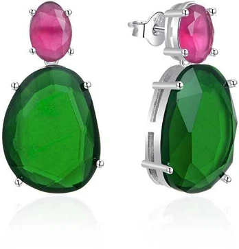 Agato Sidabrinis dangle earrings with colored glass AGT-E015PC