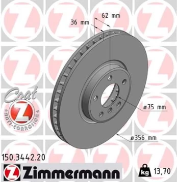 Stabdžių diskas ZIMMERMANN 150.3442.20
