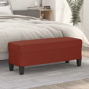 Dirbtinės odos suoliukas : Dydis - 100 x 35 x 41 cm, Spalva - Vyno raudonumo