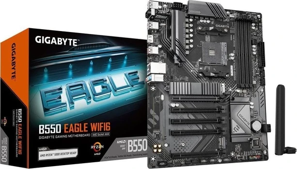 Gigabyte B550 EAGLE WIFI6 | Processor family AMD | Processor socket AM4 | DDR4 | Supported hard disk drive interfaces SATA, M.2 | Number of SATA connectors 4