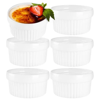 Keraminiai kepimo indeliai, balti, 6 vnt., 170 ml