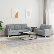 Sofa Sofos komplektas su pagalvėmis, 2 dalių, pilkas, audinys kaina