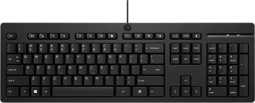 HP 125 G2 USB Wired Keyboard, Sanitizable, Copilot Key - Black - ESTONIAN