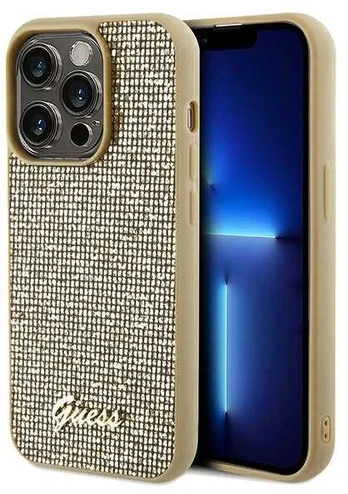 Dėklas Original faceplate case GUESS GUHCP14XPMSDGSD for iPhone 14 Pro Max (Disco Script Metal / auksinis)