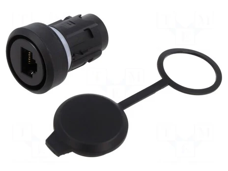 RJ45 socket | 22mm | -25÷70°C | IP65 | black